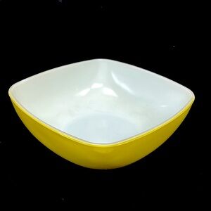 Vintage 1950’s 9 x9  PYREX square Primary Colours Yellow “Hostess Bowl”